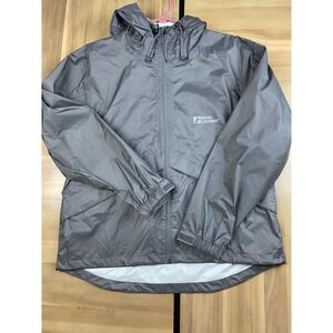 Red Ledge‎ Rain Jacket Lightweight Packable Hooded Gray Raincoat Jacket XS